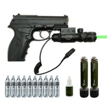 Pistola C11 Co2 6mm + Kit Tático Mira Laser + Combo Munição