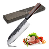 Cuchillo Santoku Famcüte De 7 Pulgadas, Acero Revestido De 9