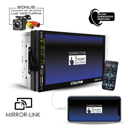 Autoestereo Pantalla Tactil 7 Mirror Link Bluetooth Steelpro