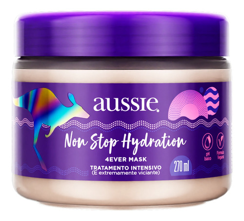 Máscara De Tratamento Non Stop Hydration 4ever Mask Tratamento Intensivo De 270ml Aussie