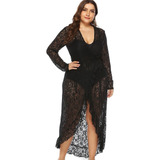 Playa Vestido Falda Larga Plus Size Con Encaje [u]