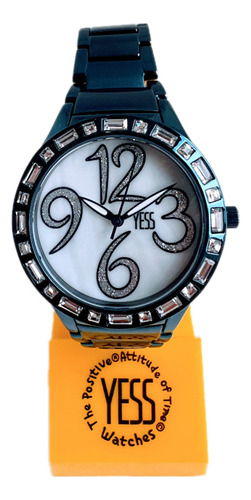 Reloj Elegante Dama Yess Acero Inoxidable Azul 