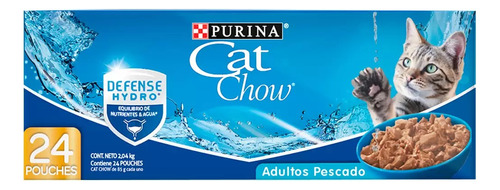 Cat Chow Purina Alimento Húmedo Adulto Sab Pescado 24pzs 85g