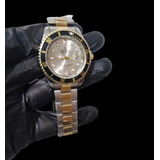 Reloj Rolex Plateado Con Dorado Clon Bisel Giratorio