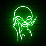 Letrero De Neon De Extraterrestre Verde Con Luz Led Para Dec