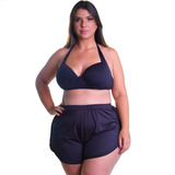 Shortinho De Praia Plus Size Com Proteção Uv Tamanho Grande