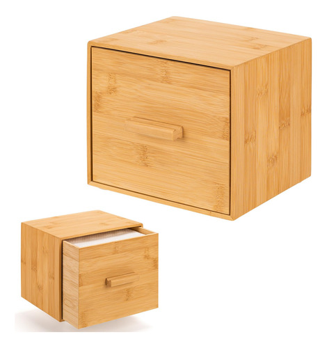 Caja De Bambu Con Cajon Para Toallas Limpias Xl, Toalla Faci