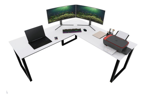 Mesa Em L P/ Escritório Diretor 150cm Computador Branca