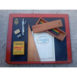 Pizarron,cuaderno Lapiz,tizas,compas,goma,sacapuntas Años 60
