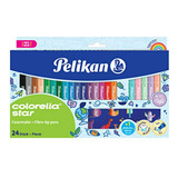 Set De 24 Plumones Pelikan Colorella Star C302 Con Estuche Y