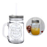 Jarra Caneca Drinks Com Tampa E Canudo Vidro E Metal 470ml