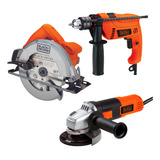 Sierra Circular + Taladro Percutor + Esmeril Black+decker