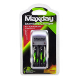 Kit Carregador Maxday Aa/aaa/9v + 2 Pilhas Aa Recarregável