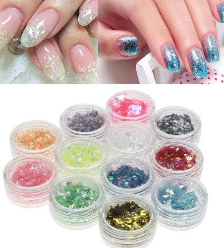 Kit 72 Frasquitos De Glitters Para Uñas En Diferentes Formas