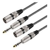 Cable Xlr Macho A Trs De 1/4 Pulgadas, Paquete De 2, Trenzad