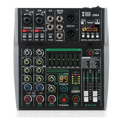 Xtuga Om4 Mezcladora Mixer De 4 Canales 99 Dsp Efectos | Meses sin interés