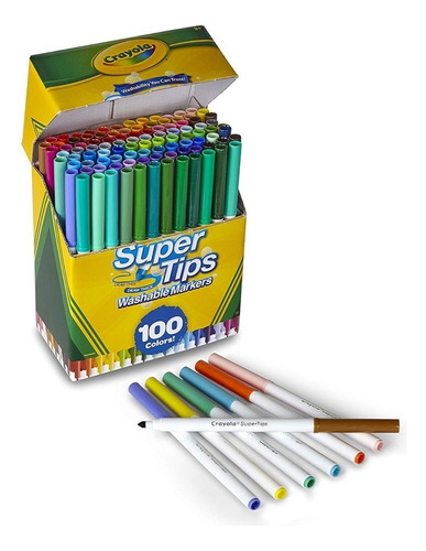 Super Tips Crayola 100 Plumones Marcadores Delgados Lavables