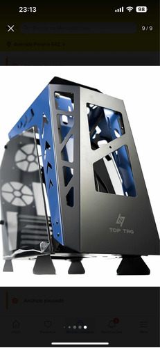 Gabinete Atx Gamer Blue Modelo Top Tag F922 Azul