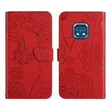 Butterfly Peony Embossed Leather Case For Nokia Xr20