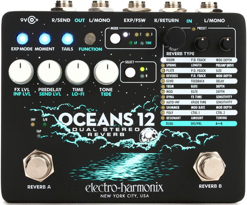 Pedal Reverb Electro Harmonix Oceans 12 Dual Stereo Reverb