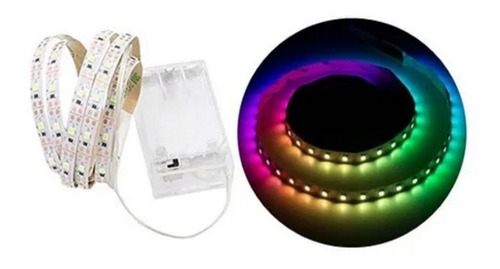 Tira Led Cinta 60 Luces Multicolor Autoadhesiva 2 Mts A Pila