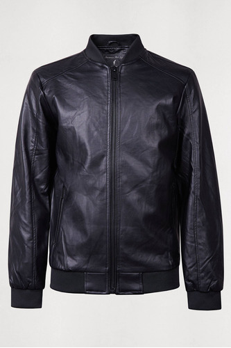 Campera Macowens Simil Cuero Negra Hombre 019201026002