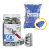 Kit 500 Conectores Rj45 Cat6 Blindados Ez-crimp + 500 Capas