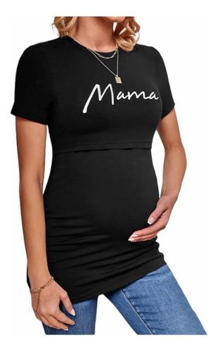 Polera Maternal / Negra / Diseño Mamá