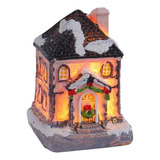 Casa Navideña Con Luz De Nieve En Miniatura De Navidad Con