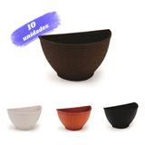 Vaso De Parede Rattan P Kit C/ 10 - Jardim Vertical Orquidea