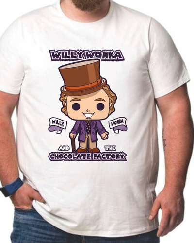 Remera Talles Especiales Para Hombres Con Willy Wonka - 7085