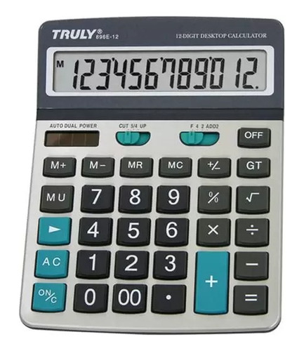 Calculadora Truly 896e-12 - 12 Dígitos - Cinza