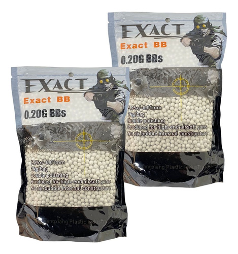 Pack X2 Bolsas Balines Airsoft 1kg 0,20g Airsoft Paintball