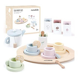 Nunukids Juego De Té De Madera Para Niñas Pequeñas, Juego D