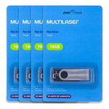 Kit 4 Pendrive 16gb - Multilaser 100% Original + Nota Fiscal