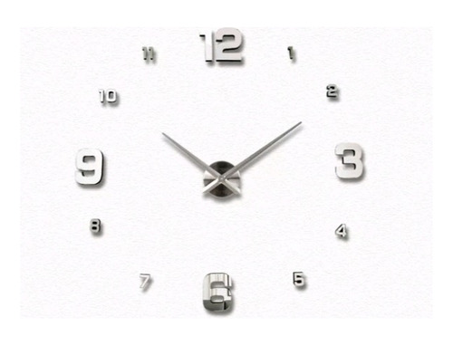 Reloj De Pared 3d Plateado Grande Diseño Moderno 