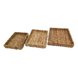 Canastos Organizador Bandeja Seagrass Rattan X 3 U. - Sheshu Color Marrón