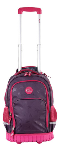 Mochila 18 Con Carro Escolar Reforzado Estrellas Elf - 6440a