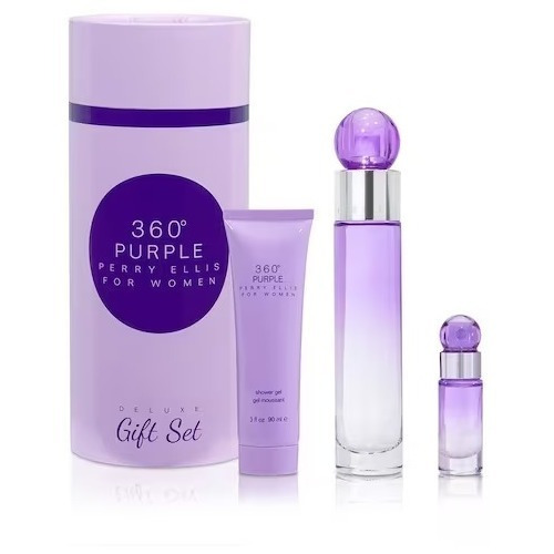 360 Purple Perry Ellis Set 3 Pzs Perfume Mujer Original
