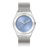 Reloj Swatch Ciel Azul Yls231m Acero Mujer Dama Color De La Malla Plateado Color Del Bisel Plateado Color Del Fondo Celeste