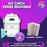 Kit Anilladora Encuadernadora Redonda Cinch Verde  + Planner