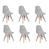 Cadeira De Jantar Elidy Charles Eames Eiffel, Estrutura De Cor  Cinza, 6 Unidades