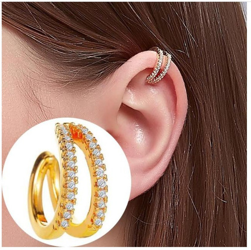 Piercing Argola Fake Falso Dourado Ou Prata Pedra Zirconia