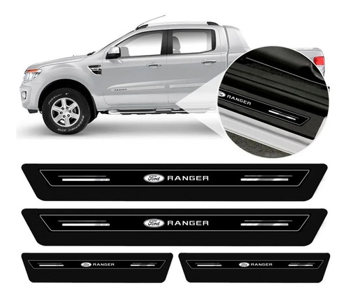 Soleira Protetor Porta Platinum Ford Ranger Cabine Dupla 