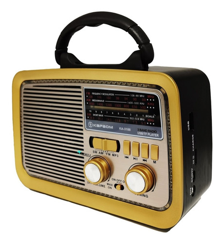Caixa Som Antiga Radio Portátil Retro  Am Fm Sd Usb 3188