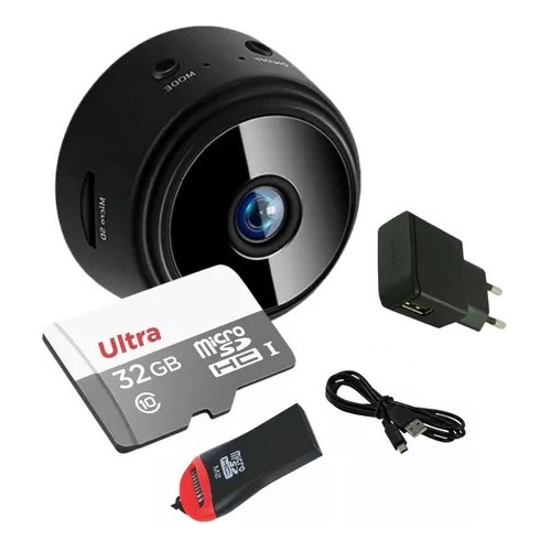 Kit Mini Câmera Espiã Com 32 Gb Gravar Escondida Até 30 Dias