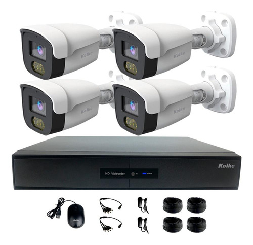 Kit De Seguridad Kolke Wifi Dvr De 4 Canales 1080p