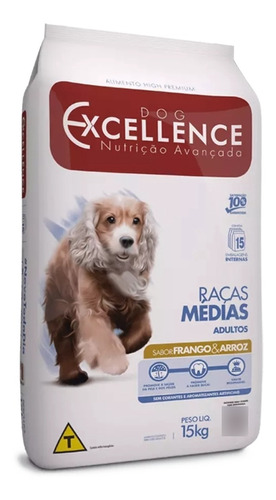 Ração Dog Excellence Adulto Racas Media  Sabor Frango 15kg