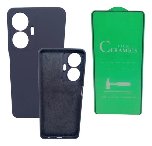 Estuche Silicone Case Para Realme C55 Y Vidrio Ceramico