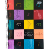 Caderno De Música Tilibra Pautado Partitura Cores 80 Fls